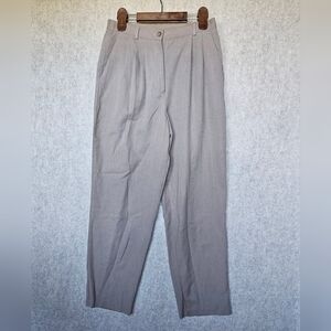 Vintage Sag Harbor Women's Pants Tan Rayon/Linen Blend Pleated Trousers 8 Petite